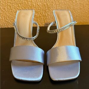 Urban Outfitters Lavender Block Heels with Rhinestone Ankle Strap